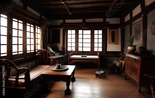 Traditional oriental house, elegant and stylish house photo