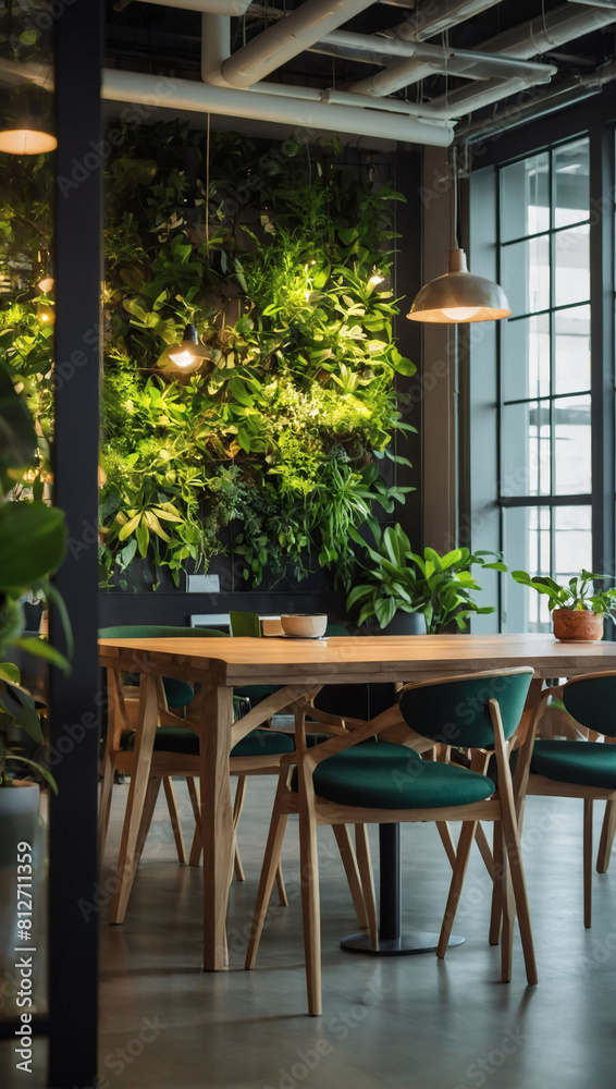 Green Office Oasis, Sustainable Design Elements in a Co-working Space Interior Green Office Oasis, Sustainable Design Elements in a Co-working Space Interior