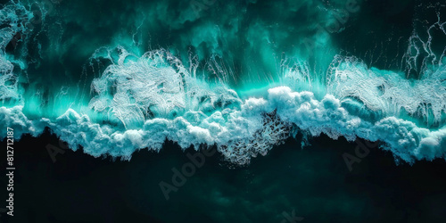 surface waves on the beach, Blue sea surface, water wave surface, blue water wave, top view 