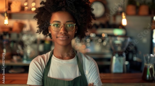 Confident Barista in Cozy Cafe © PiBu Stock