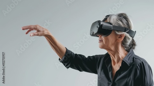 Elderly Woman Experiencing VR Tech
