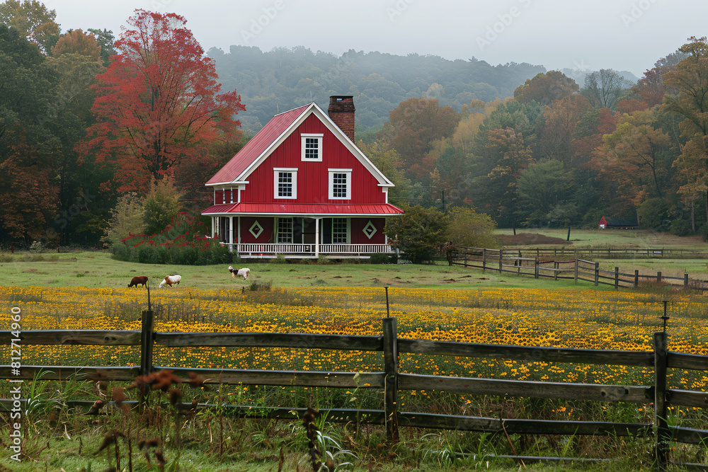 Rural life, country life, rustic landscape of farm animals Rural life, country life, rustic landscape of farm animals
