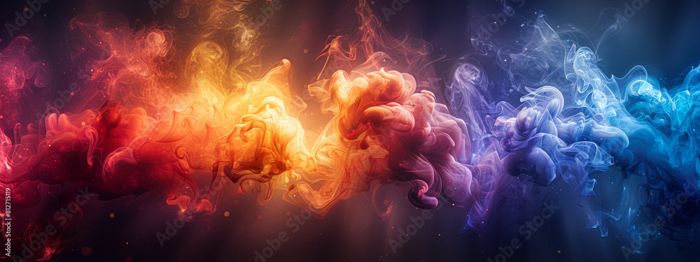 Vivid Smoke Patterns in Rainbow Colors on Bright Backgrounds