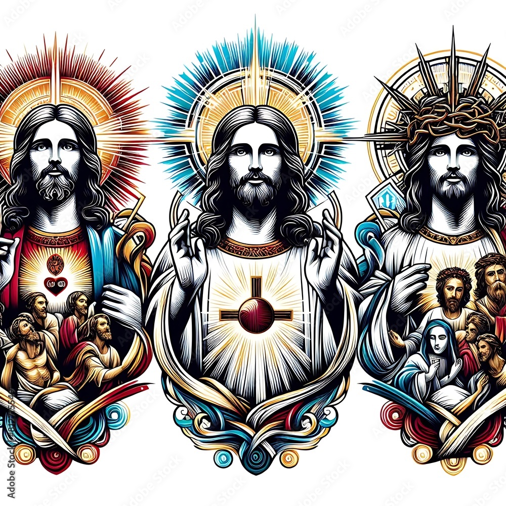 Fototapeta premium Many jesus christ art realistic attractive has illustrative meaning illustrator.