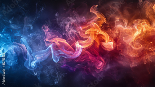 Vibrant Colorful Smoke Background with Swirling Rainbow Patterns
