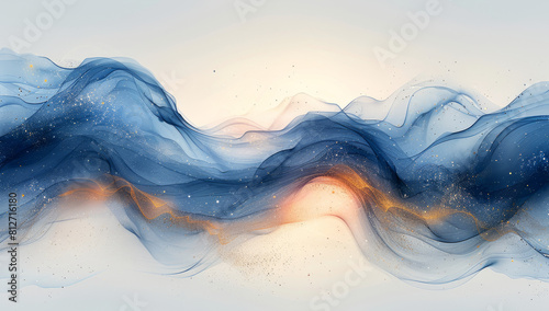 Luminous Watercolor Wave Abstraction: Artistic Background photo