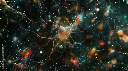 Illustrate the intricate connections of artificial neurons within neural networks for enhanced understanding and visualization photo
