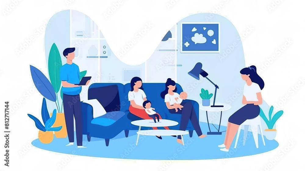 A social worker meets with a family to discuss their needs