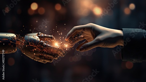 AI, Artificial Intelligence, Future, Technology, Hand, black, connection, equipment, led, light, abstract, fiber, technology, computer, cable, network, digital, communication, server, electronic, inte photo
