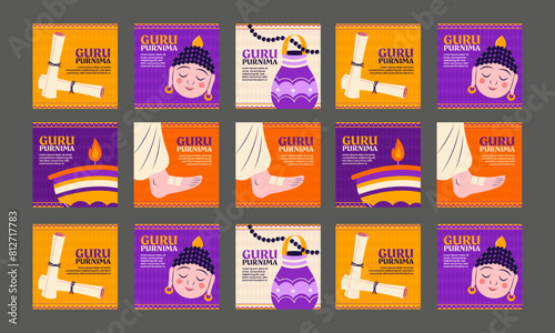 happy guru purnima social media post vector flat design
