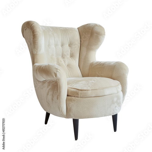 Furniture modern white armchair isolated on white, transparent background PNG