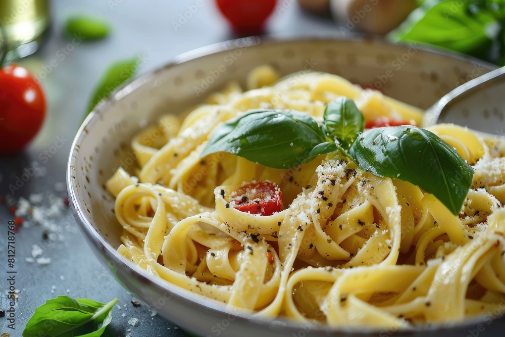 View of delicious pasta dish. View of delicious pasta dish.