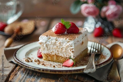 homemade tres leches cake slice traditional latin american dessert food photography