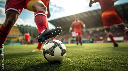 Close up of a football action scene Generative AI © Adobe