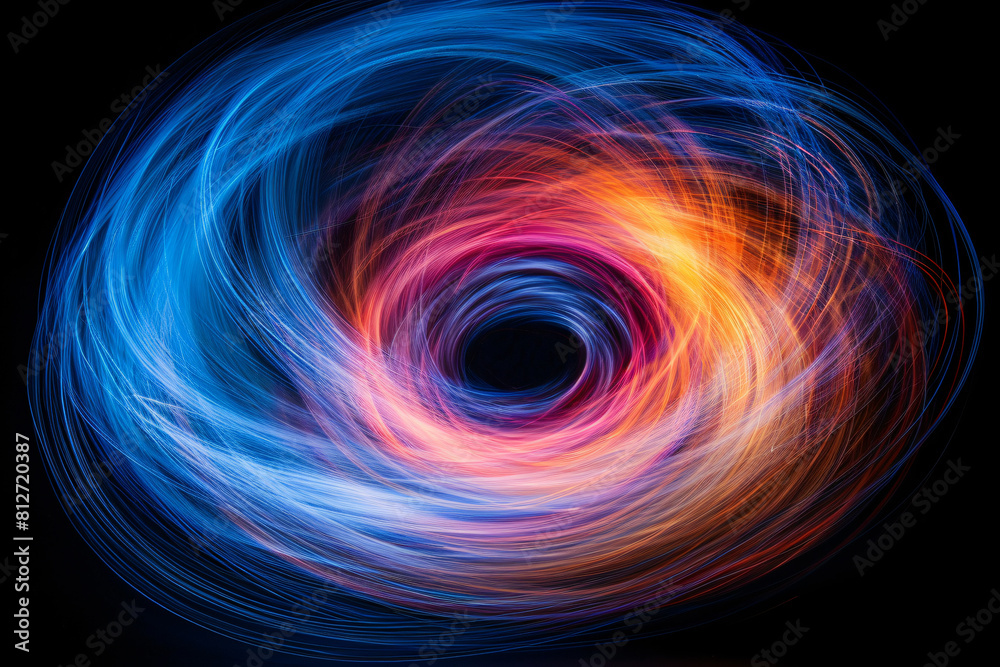 Abstract images of light painting techniques, such as swirling LED lights or moving lamps on a dark background Abstract images of light painting techniques, such as swirling LED lights or moving lamps on a dark background