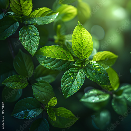 green leaves in the morning