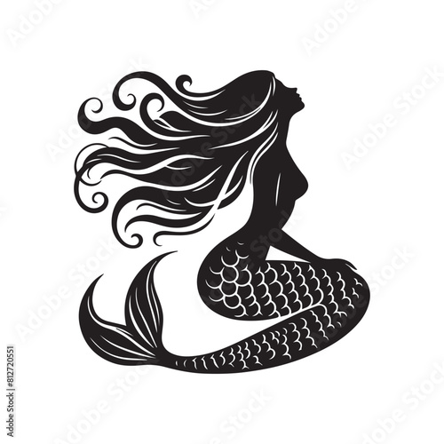 mermaid  silhouette isolated on white background
