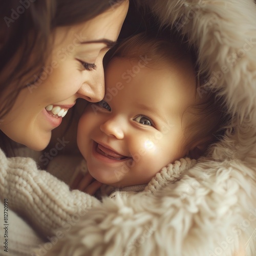 Radiant Parental Smile Exuding Warmth and Affection Towards Beloved Child