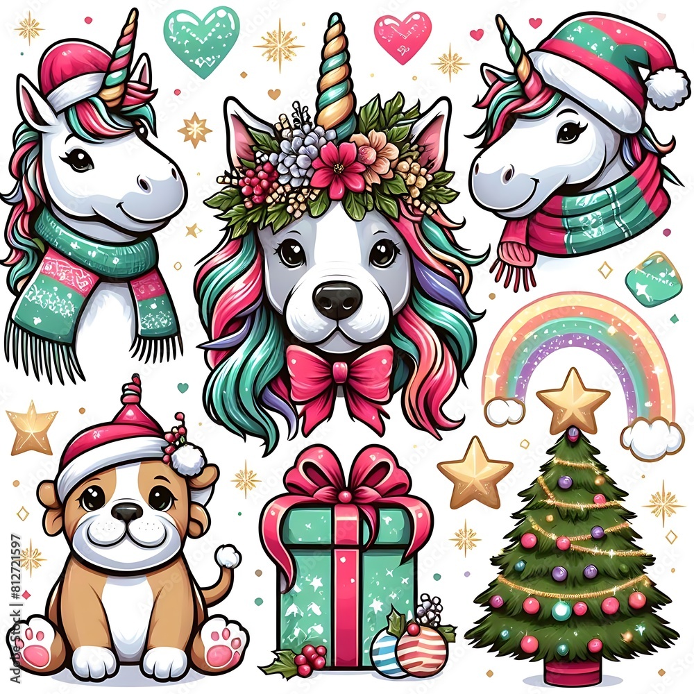 Naklejka premium unicorn cat and dog animals art attractive has illustrative meaning card design illustrator illustrator.