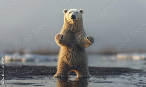 a polar bear standing on its two feet