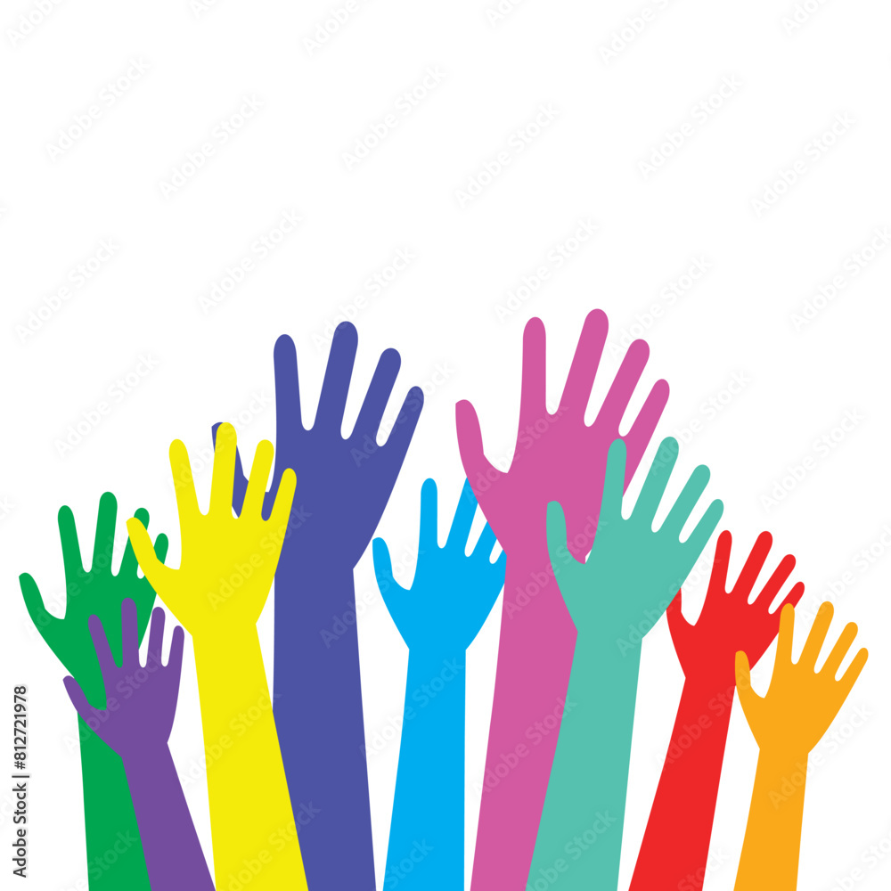 leaving colorful hands, concept of freedom, diversity and human rights. Flat style vector illustration leaving colorful hands, concept of freedom, diversity and human rights. Flat style vector illustration