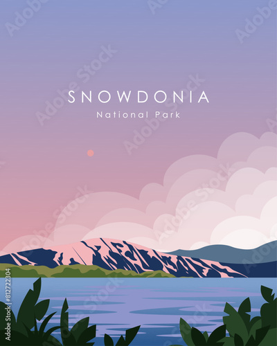 Snowdonia National Park travel poster