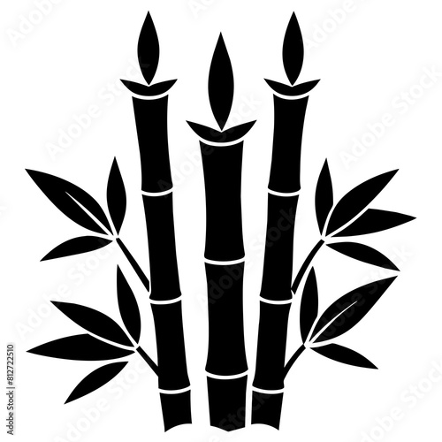 bamboo on a white vector silhouette illustration