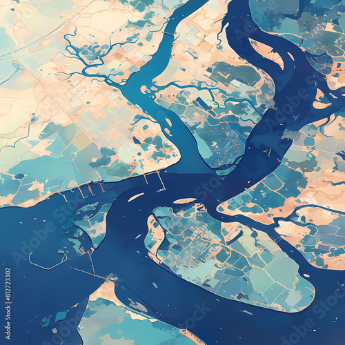 Panoramic Panoply: Breathtaking Satellite View of a Vibrant Ecosystem photo