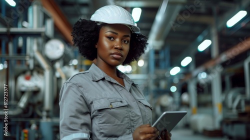 Confident Female Engineer in Factory