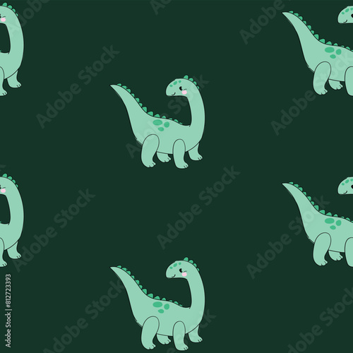 ?ute little Dinosaur seamless pattern. Hand drawn trend print for kids fabric Vector Illustration