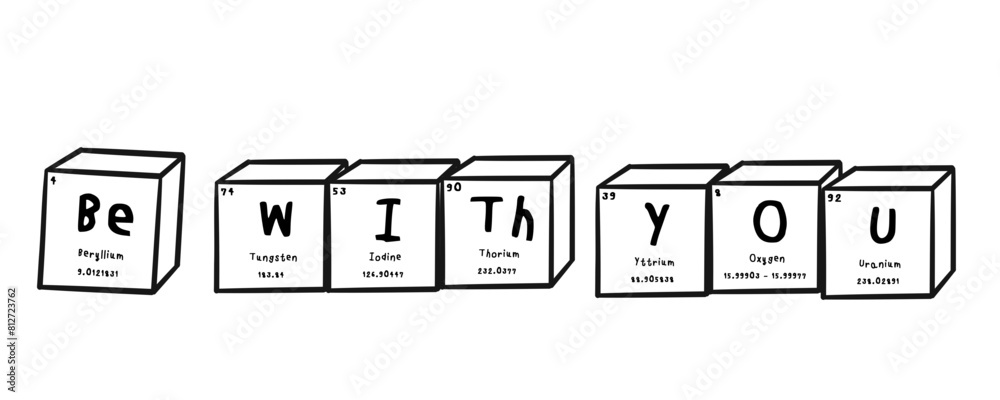 Be with you wording in periodics table style illustration with transparecy background Be with you wording in periodics table style illustration with transparecy background