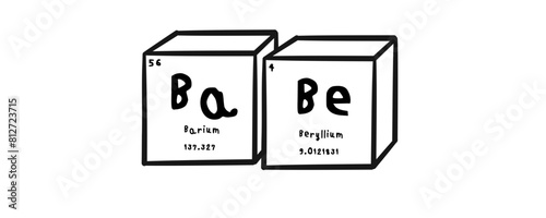 babe wording in periodics table style illustration with transparecy background