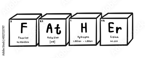 father wording in periodics table style illustration with transparecy background