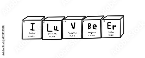 I luv Beer wording in periodics table style illustration with transparecy background