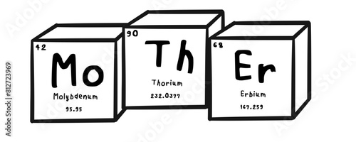 mother wording in periodics table style illustration with transparecy background