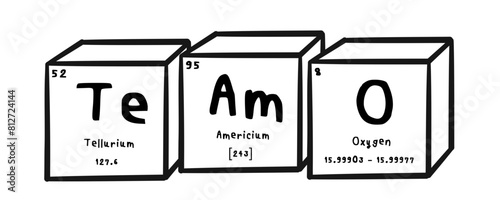 teamo wording in periodics table style illustration with transparecy background