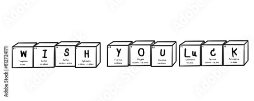 wish you luck wording in periodics table style illustration with transparecy background
