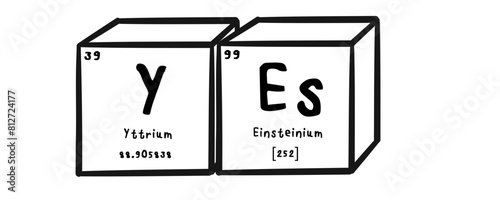 yes wording in periodics table style illustration with transparecy background
