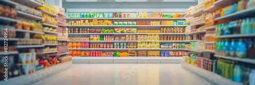 Obraz na płótnie A grocery store with lots of goods on the shelves w salonie