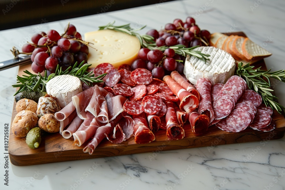 Culinary Creations: Artfully Arranged Charcuterie Board with Assorted Meats and Cheeses