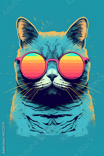 Cat with rainbow sunglasses