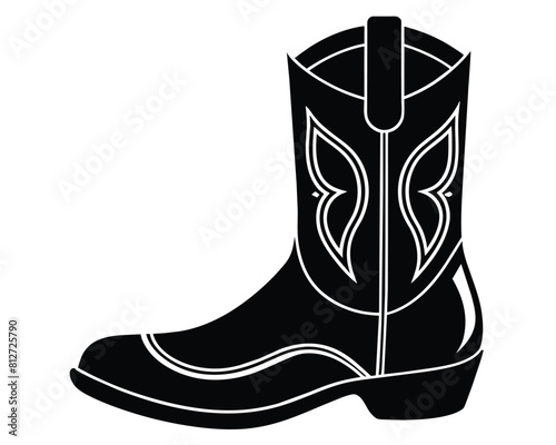 Cowgirl Boot Cut Out Line art design