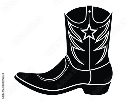 Cowgirl Boot Cut Out Line art design