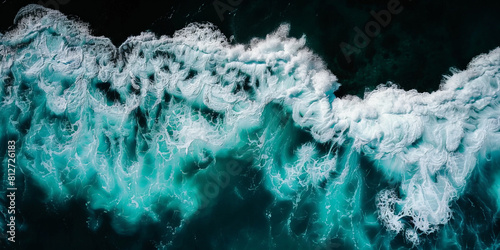 surface waves on the beach, Blue sea surface, water wave surface, blue water wave,  top view   © Planetz