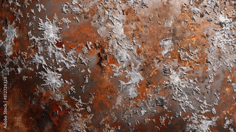 Fototapeta premium Brown painted frozen metal surface texture