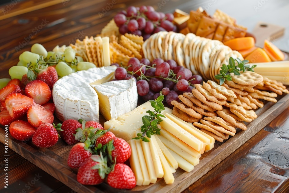 Culinary Creations: Artisanal Cheese Platter with Assorted Crackers and Fruits Culinary Creations: Artisanal Cheese Platter with Assorted Crackers and Fruits