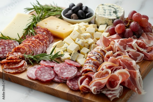 Culinary Creations: Gourmet Charcuterie Board with a Variety of Cured Meats and Cheeses