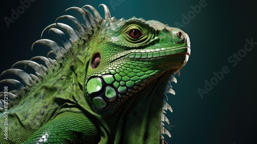 Green Iguana Head Portrait Isolated