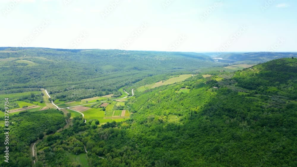 The Parenzana is a beautiful old railway route in Istria, Croatia, which has been transformed into a scenic bicycle path. Captured by drone, the Parenzana reveals its charming countryside charm The Parenzana is a beautiful old railway route in Istria, Croatia, which has been transformed into a scenic bicycle path. Captured by drone, the Parenzana reveals its charming countryside charm