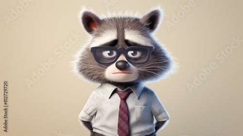 Grumpy Annoyed Raccoon Character Wearing Shirt - Generative AI